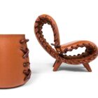 Gaar Havan - brown lounge chair and stool